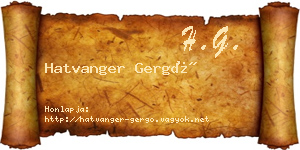 Hatvanger Gergő névjegykártya
